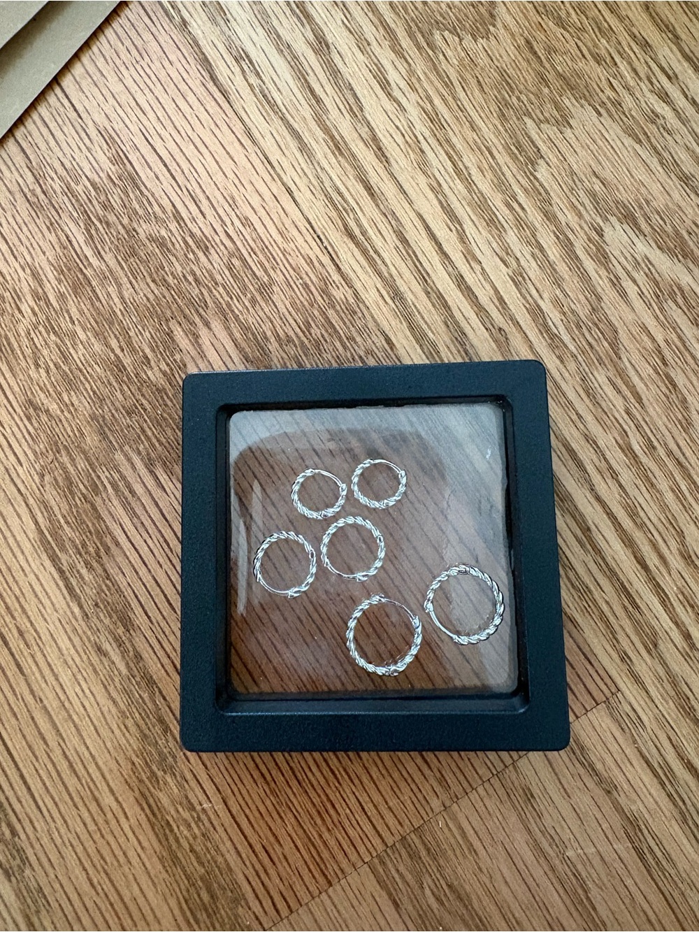 Set of 6 Silver Twisted hoop earrings